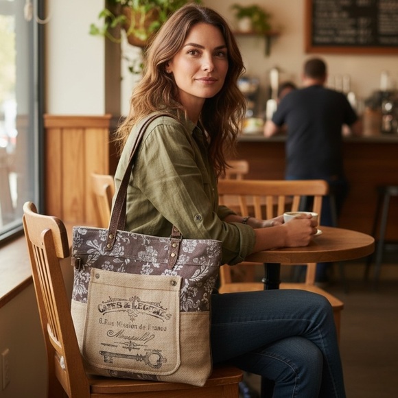 Myra Bag Old Key Upcycled Canvas Tote Bag Brand New - Picture 2 of 7